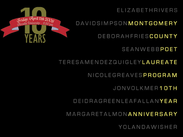 Graphic: Celebrating 10 Years with the The Montgomery County Poet Laureate Program
